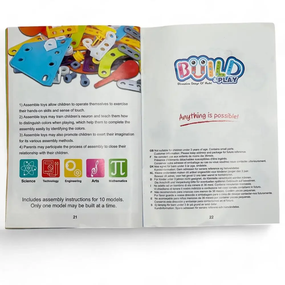 STEM Education BUILD & PLAY 10 Electric Models 109 Pieces by Pakoo Ages‎ 5+